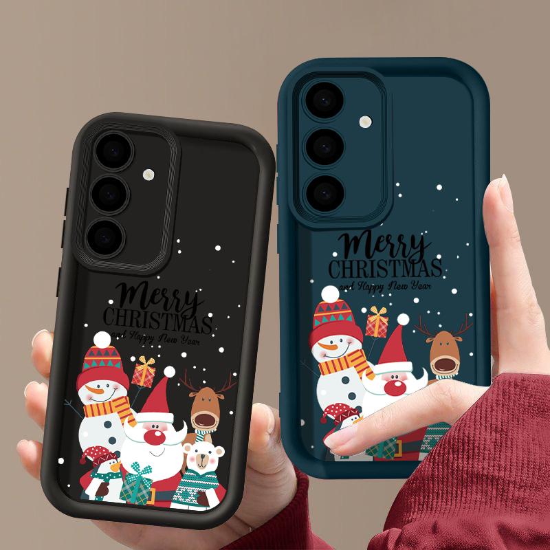 Santa Claus Snowman Print Phone Case For Samsung S24 Ultra S23 S22 S21 Plus S20 FE A55 A35 A54 A53 A52 A34 A14 Christmas Shockproof Soft Phone Cover