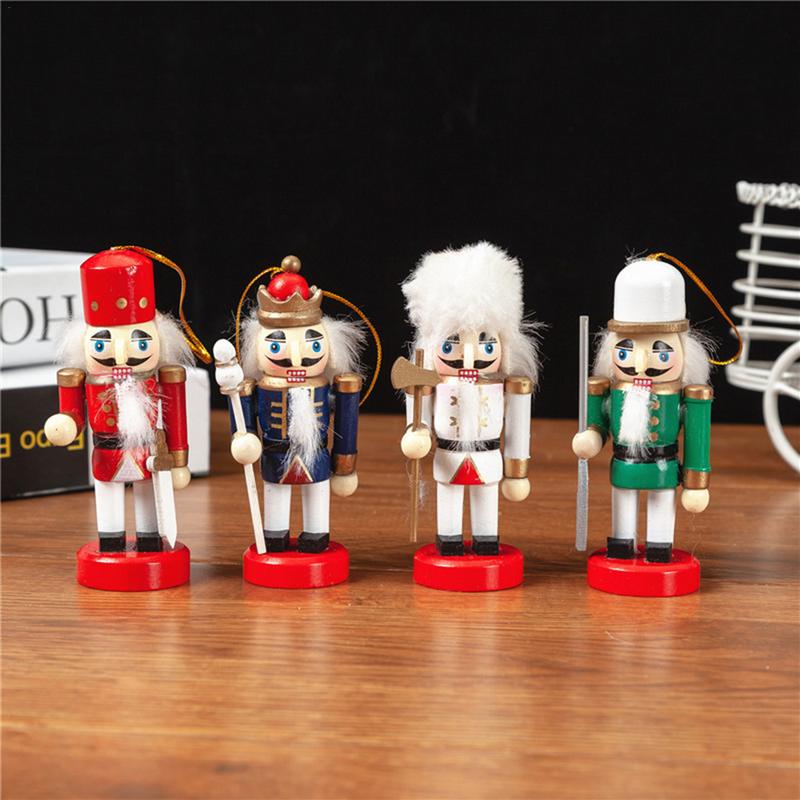 4PCS/Set Wooden 10CM Nutcracker Puppet Christmas Decoration King Soldier New Year Kids Room Decoration Nutcracker Soldier