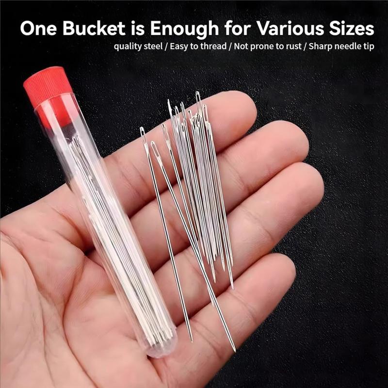 A25F-Embroidery Tool Kit, 37PCS Sewing Tool Set,Needles Thread Hand Repair Tools(25 Steel Needles, 5 Threads) Included