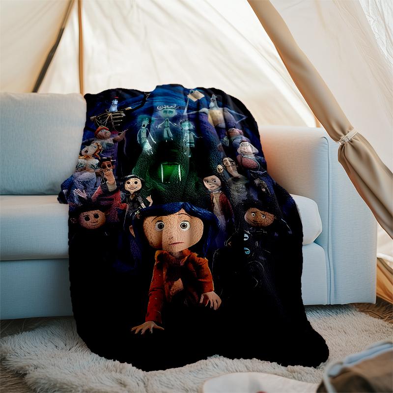 Coraline Theme Printed Blanket - Perfect for Couch, Bed, Travel & Outdoor Use | Machine Washable, Cozy & Durable.