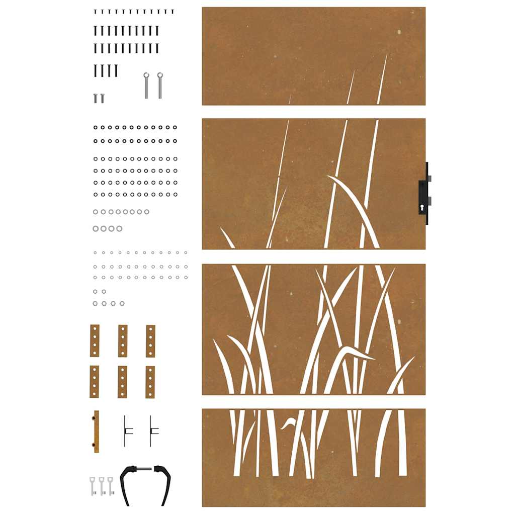 Garden Gate 85 X 200 Cm Corten Steel Grass Design