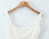 Women's Summer Floral French Lace Camisole: Waist-Cinching, Sleeveless, Square Neck, Spaghetti Strap Crop Top for Vacation