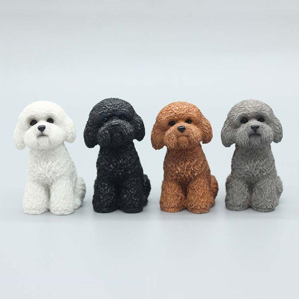 Resin Crafts Mini Animal Ornament Simulation Dog Action Figures Poodle Dog Figures  Birthday Gift