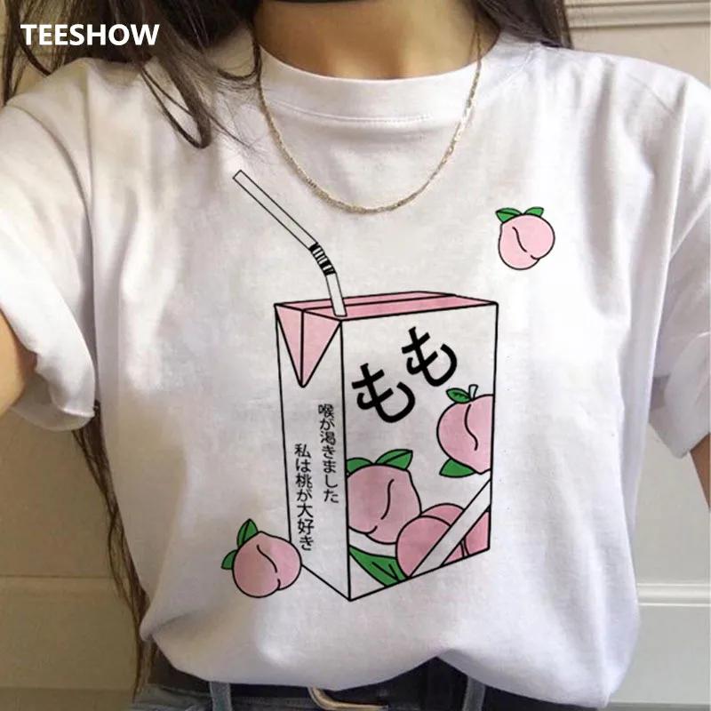 Peach Harajuku Small Fresh T Shirts Unisex Print Korean Style Tshirts 90s Peachy Graphic Tshirts Fashion Funny Top Tees Female
