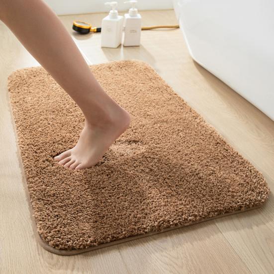 Bathroom Floor Mat Absorbent Plush Floor Rug Solid Color Machine Washable Anti-Slip Door Mat for Bathroom Bedroom Entryway
