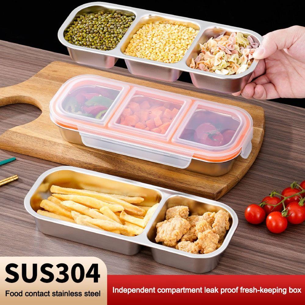 Durable 304 Stainless Steel Lunch Box Leak-proof Seal with Lid Fresh-keeping Box Compartment Bento Box