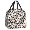 Benutzerdefinierte Leopardenmuster Tragbare Lunchboxen Damen Auslaufsicher Tierfellmuster Kühlbox Thermische Lebensmittelisolierte Lunchtasche Schüler