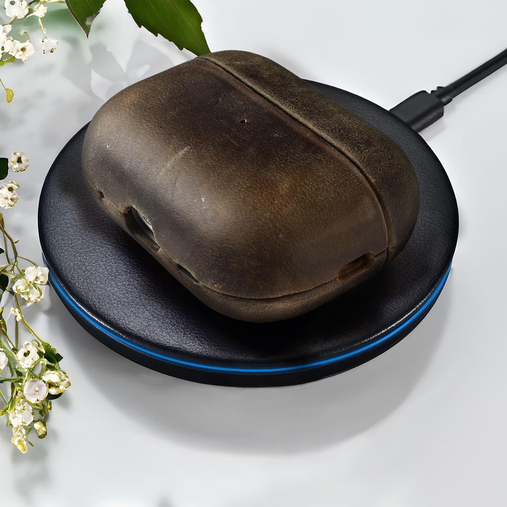 Crazy Horse Genuine Leather Case For Airpods Pro 2 Cases Airpods 4 3 Handmade Wireless Bluetooth Earphone Box Protective shell