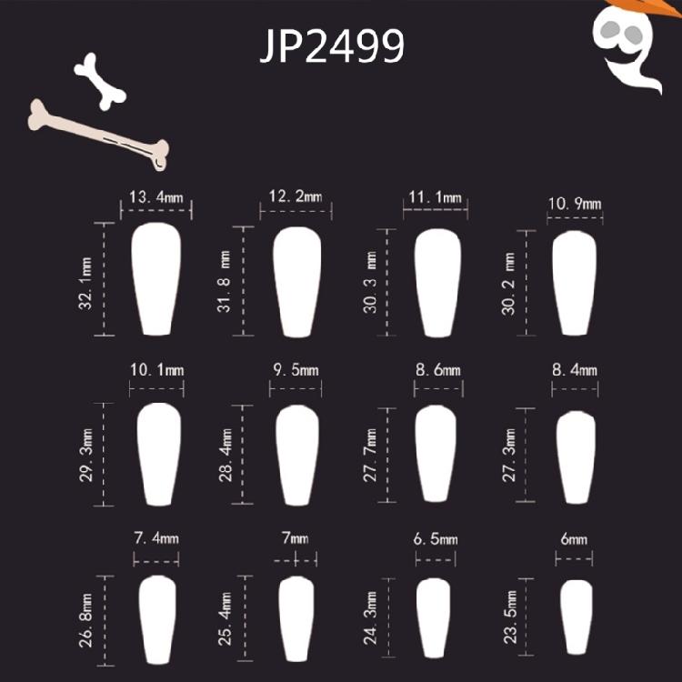 Halloween Press on Nails Coffin Fake Nails Press on Nails with Jelly Glues