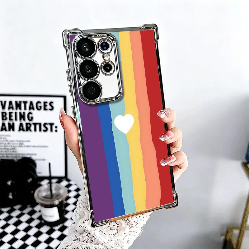 Regenbogen-Gradient-Liebesdesign Beschichtetes Handyhülle Für Samsung Galaxy S24 S25 FE S26 Edge S23 Ultra S22 S21 Plus S20 Sturzfest Aira