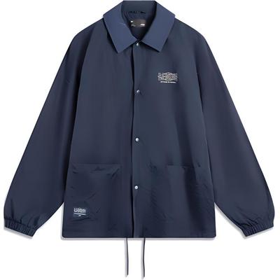 Li Ning Sports Lifestyle Series High Street American Vintage Casual Simple Solid Color Polo Letter Single-Breasted Jacket Unisex Jacket AJDV079-1