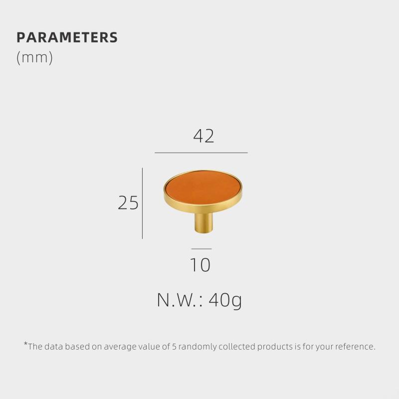 Dooroom Brass Leather Furniture Handles Light Luxury Round Pulls Cupboard Wardrobe Dresser Shoe Box Drawer Cabinet Knobs 