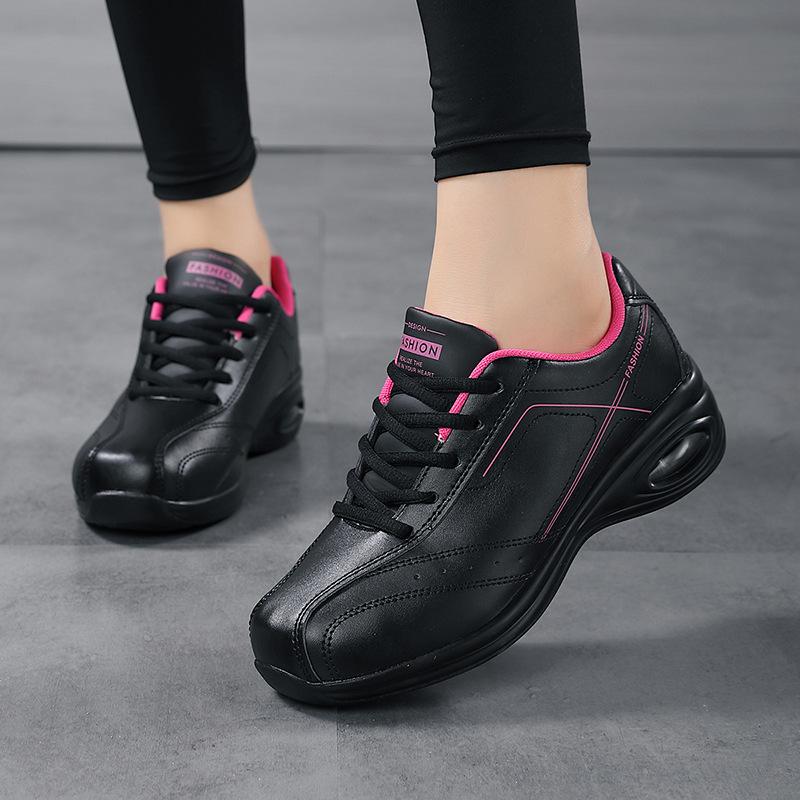 Fashion Black Leather Sneakers For Women Shoes Wedges Platform Casual Sneakers Autumn Winter Women Sneakers Waterproof Sports Shoes