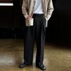 High-end Light Luxury Trousers Men's Spring and Autumn Commuting Versatile Retro Pleated Loose Straight Casual Wide-leg Trousers