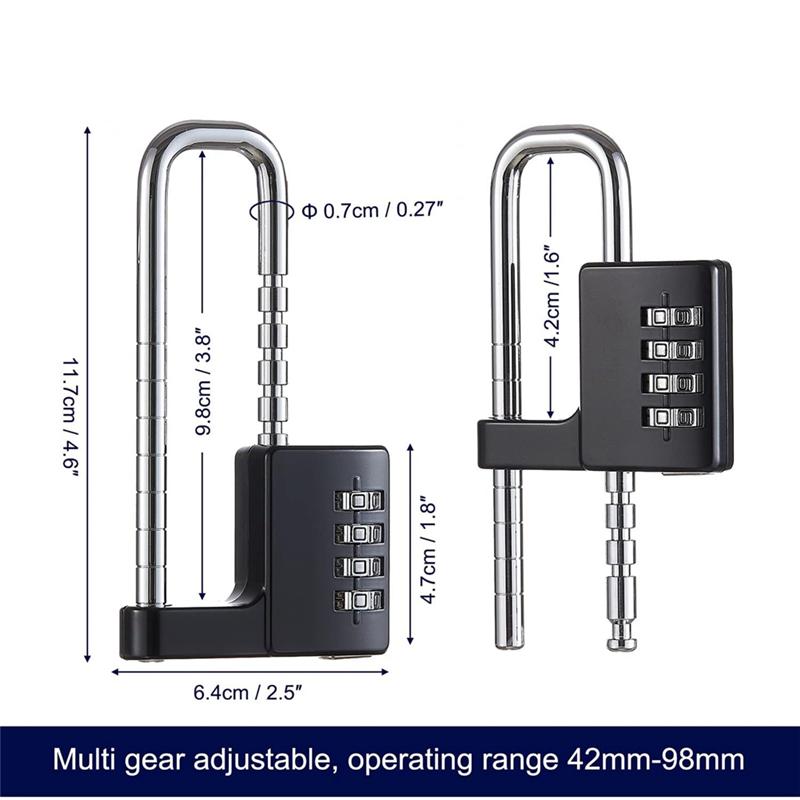 AD23-1 PCS Cabinet Lock Combination Padlock Code Long Adjustable Shackle Lock For School,Gym Black