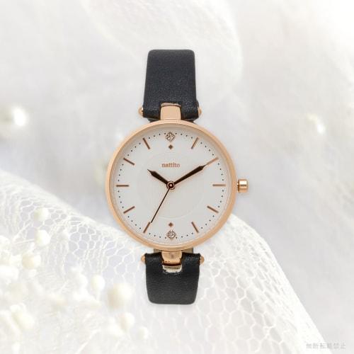 Fieldwork Women's Analog Watch with Diamonds, Gray Leather Strap, Black (YM104-4)