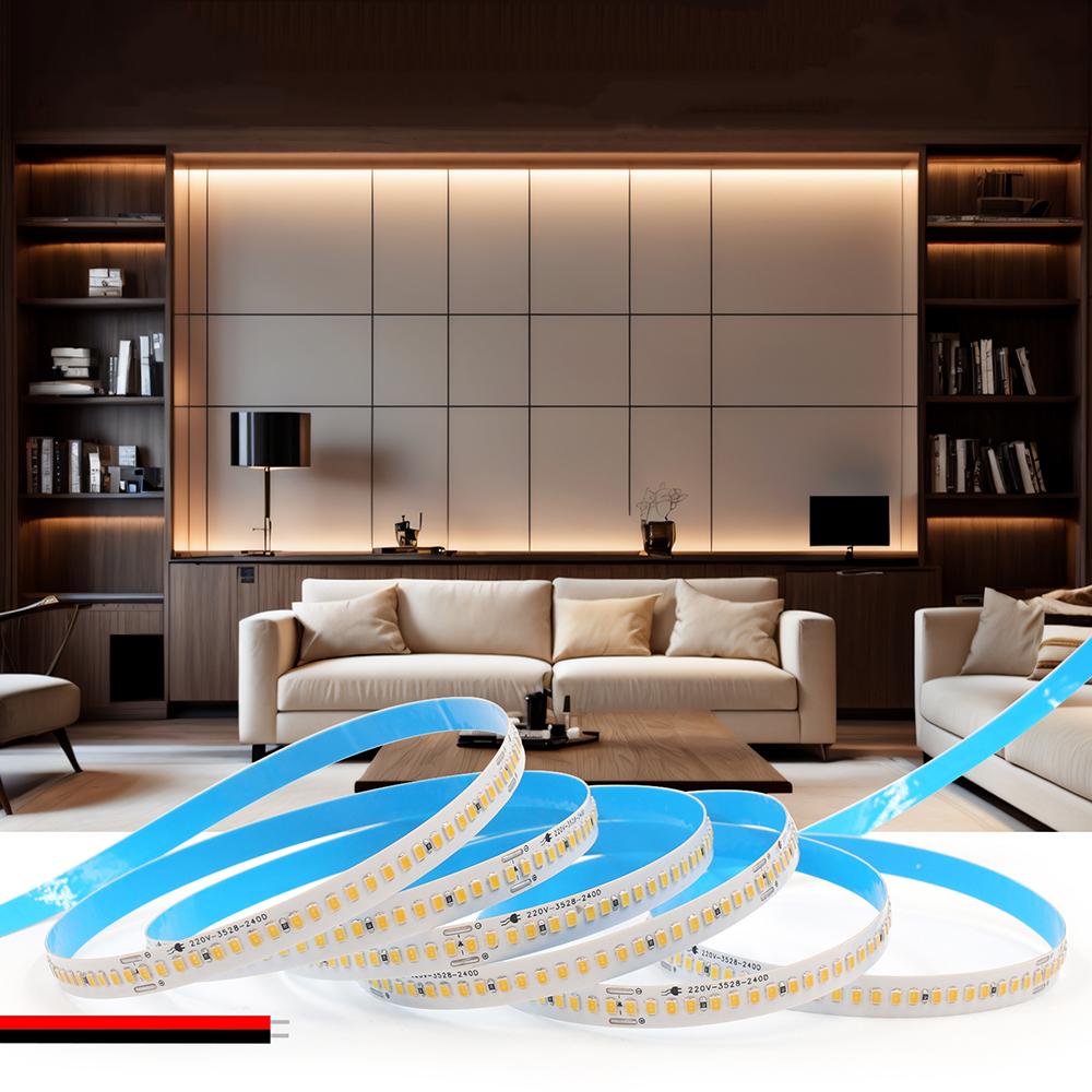 5M 10M 20M LED Adhesive Tape Light 110V 220V EU US Plug 2Pin Wire Bright Flex Strip 2835 240LEDs/m Home Decor Warm Natural White