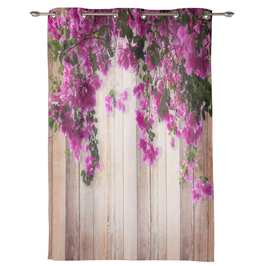 Rote Blumen Dielen Blätter Pflanze Vorhänge für Schlafzimmer Wohnzimmer Vorhänge Küche Kinderzimmer Fenstervorhang Moderne Heimdekoration