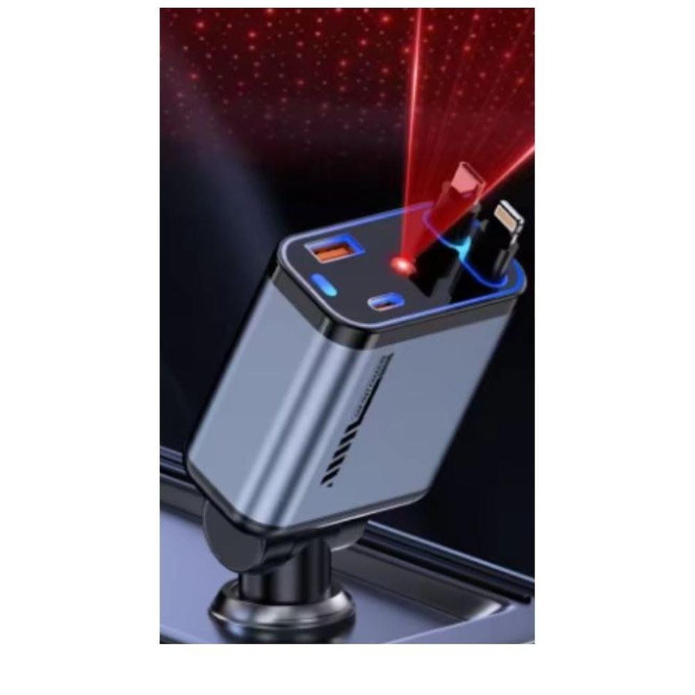 

4 in 1 Retractable Starry Stars Proof Best Car Charger Retractable Car Charger with Star Projector & LED Fast Car Charging Phone Retractable Car Phon