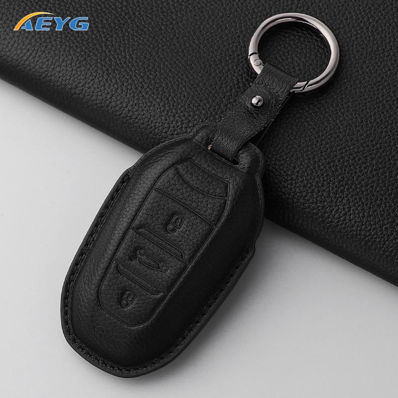 Leather Car Key Case Cover Shell For Peugeot 308 408 508 2008 3008 4008 5008 For Citroen C4 C6 C3-Xr Keychain Accessories