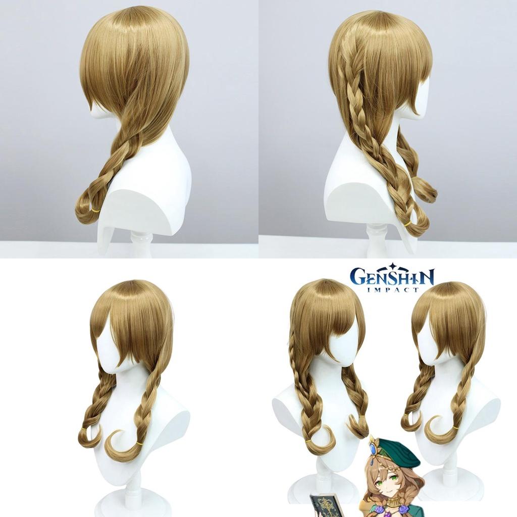 Peluca de Cosplay de Lisa Inspirada en Genshin Impact Trenza Doble