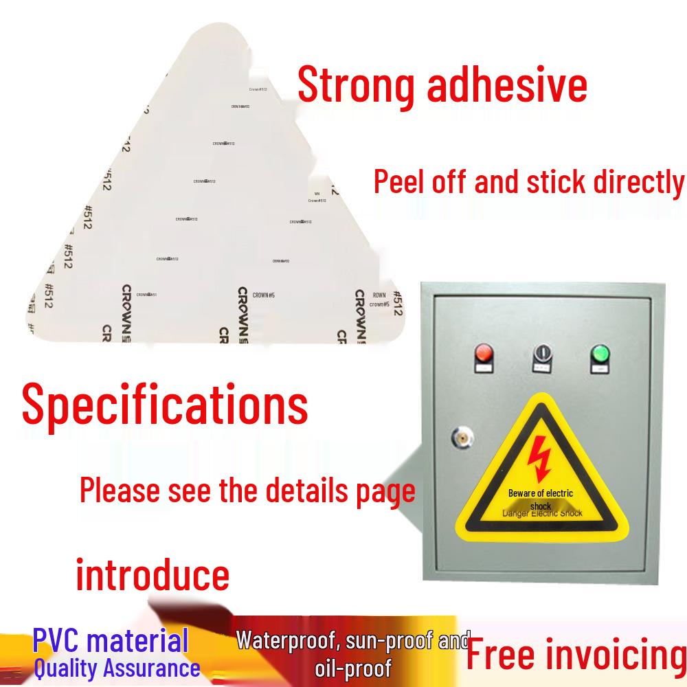 PVC Electrical Hazard Triangle Sign - Caution: Electric Shock Warning for Mechanical Equipment Safety
