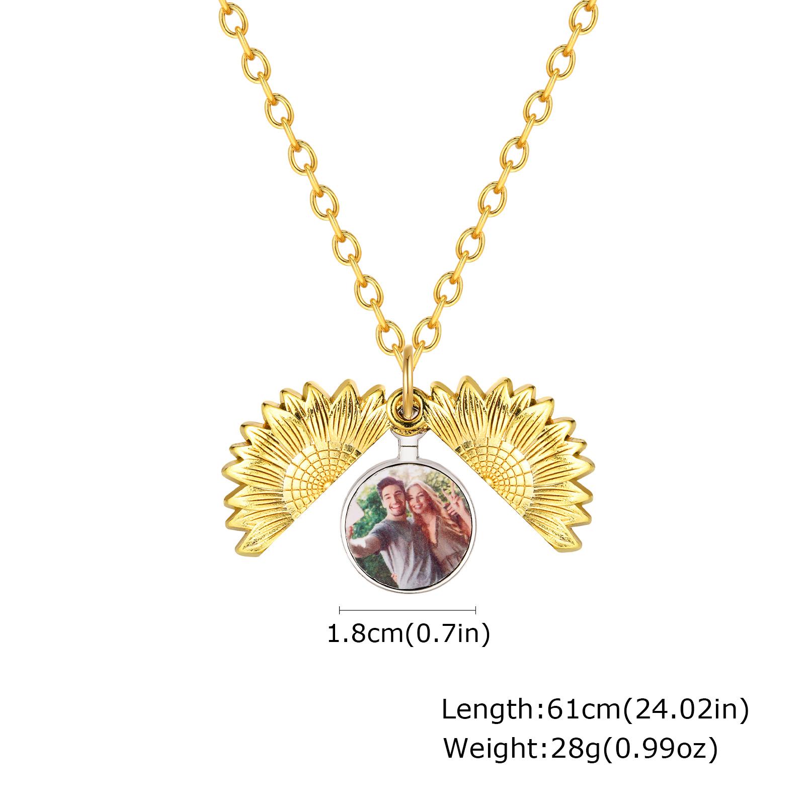 

Free Personalized Photo Locket Necklaces For Women Man Chains You Are My Sunshine Engraved Girlfriend Couple Valentine Day Gift
