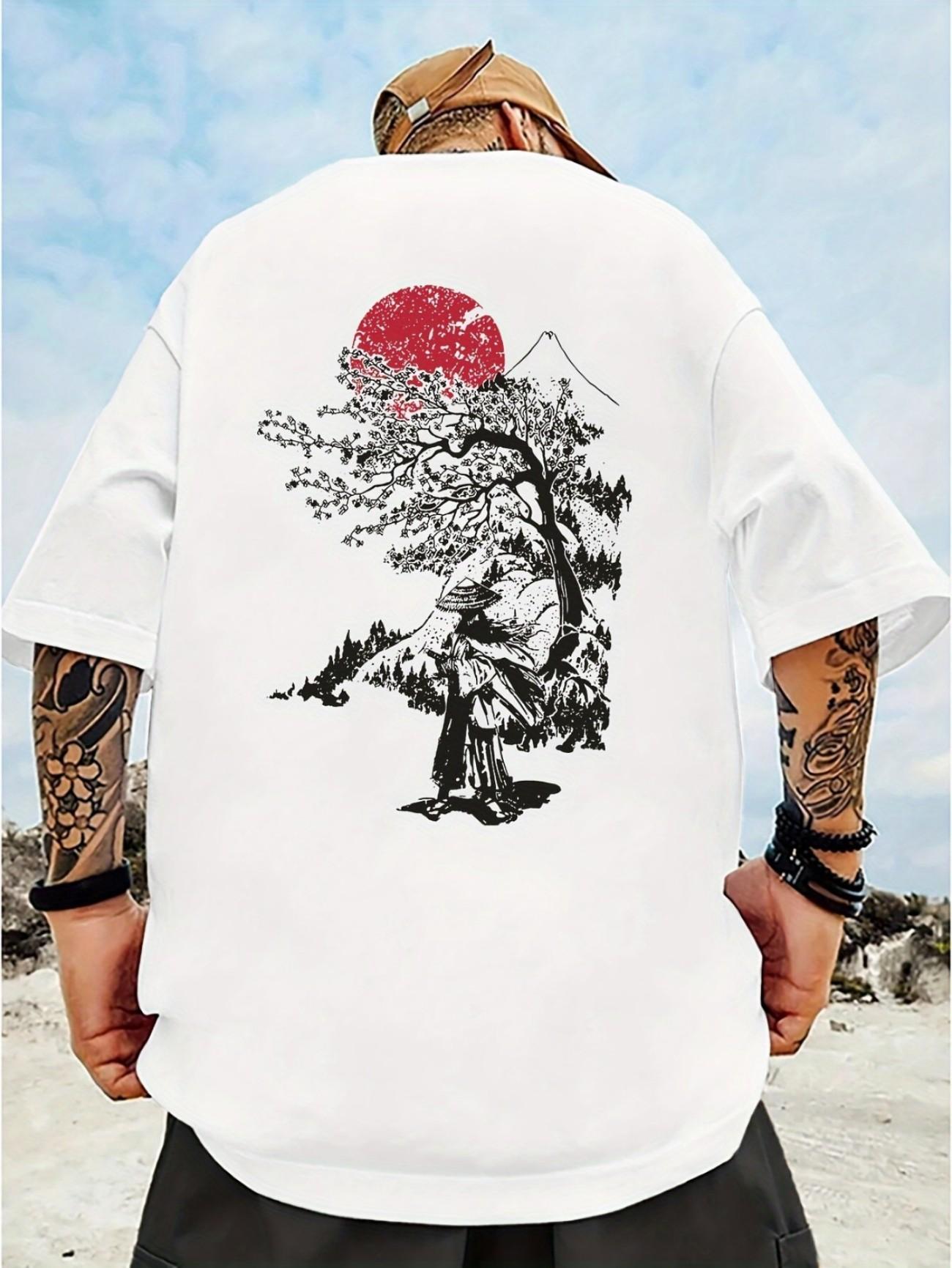 

New Summer Japanesestyle Landscape Printed Tshirt An Outdoor Fashionable Casual Sports and Breathable Mens Tshirt 3XL