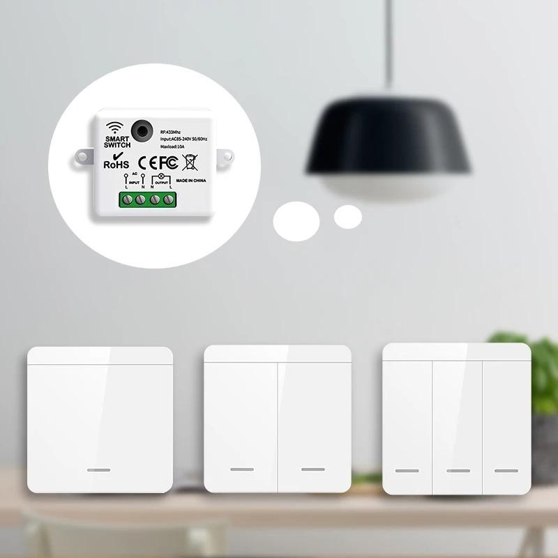 Drahtloser Lichtschalter 433MHz Fernbedienung 1/2/3fach Schalter Wand Smart Beleuchtungsschalter 10A 110V 220V Für LED Licht Lampe Smart Home Zubehör