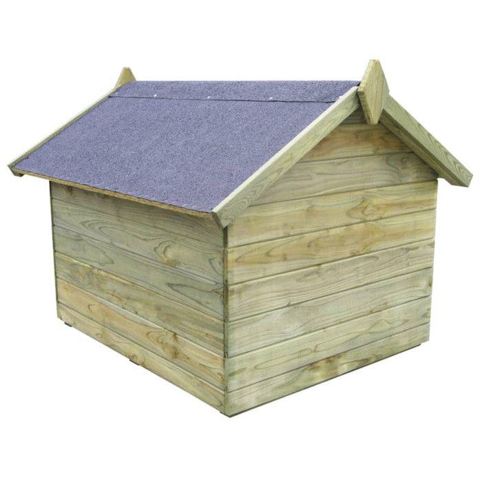 Niche de jardin - vidaXL - Bois de pin imprégné - Toit ouvrant - Pour chien moyen - Extérieur