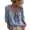 Summer V-neck T-shirt printed streamer loose casual fashion top seven-quarter sleeve summer short sleeve top