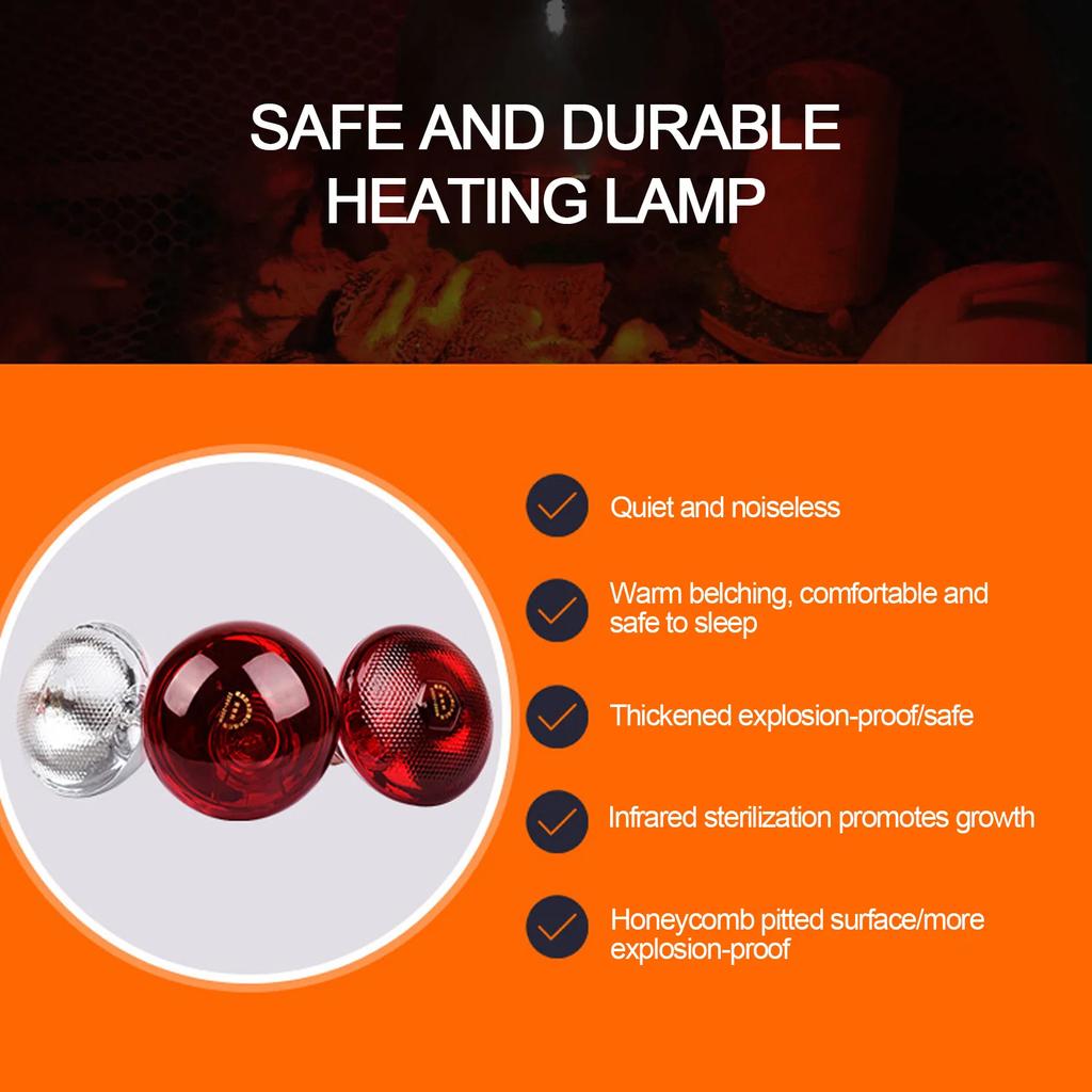 E27 universal screw mouth infrared heating bulb poultry hatching climbing box insulation and heating lamp
