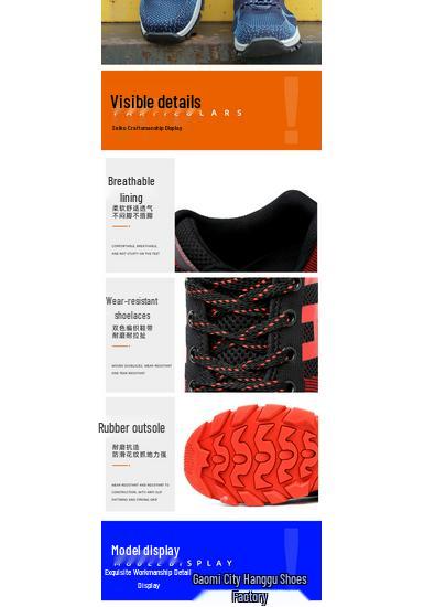 Men's Breathable Flyknit Steel Toe Safety Work Shoes – Lightweight, Anti-Smash, Anti-Piercing Outdoor Protection Footwear
