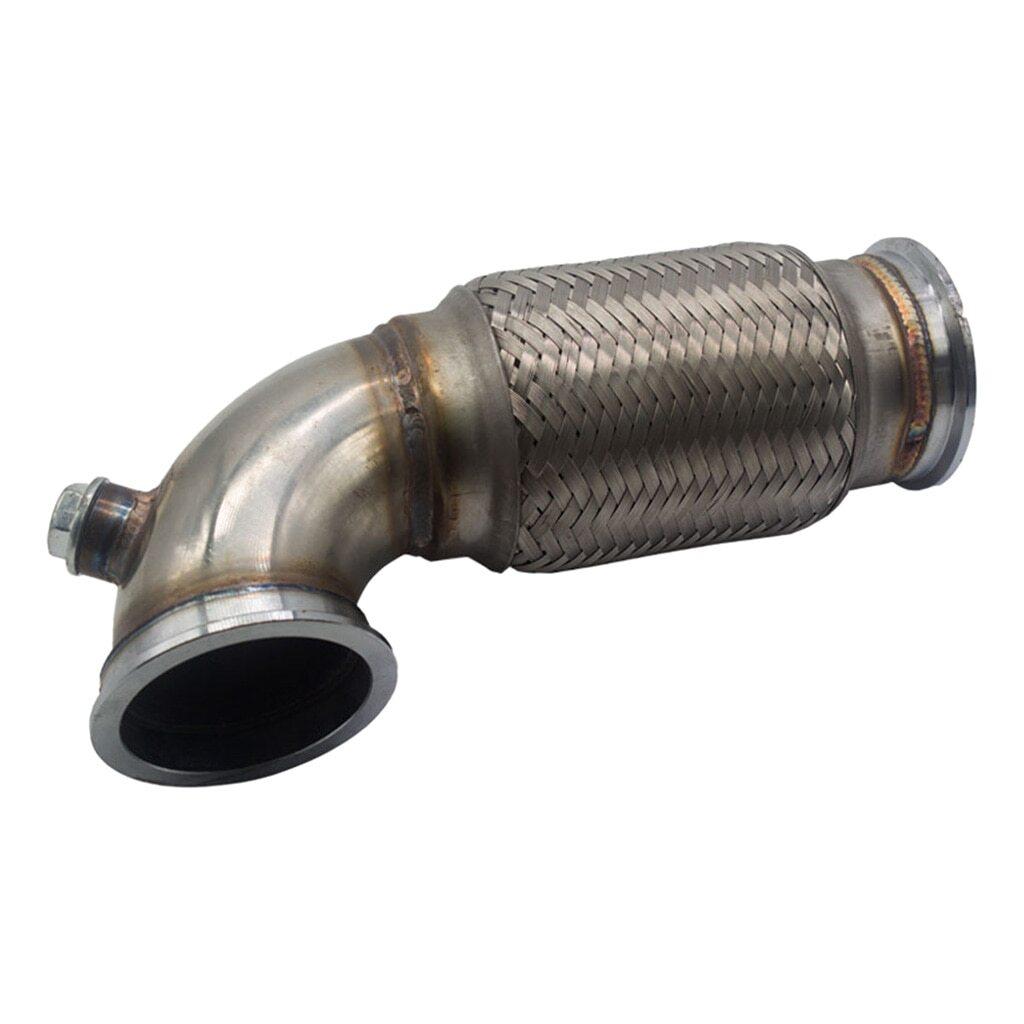 Stainless Steel 3 inch 76mm V-Band Downpipe Low Profile 90 Degree with Flex Bellow Pipe Auto Parts 3inch as show
