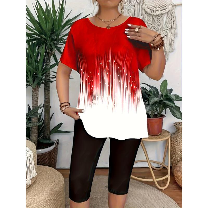 Plus Size Women's Elegant Casual Printed T-Shirt Tops