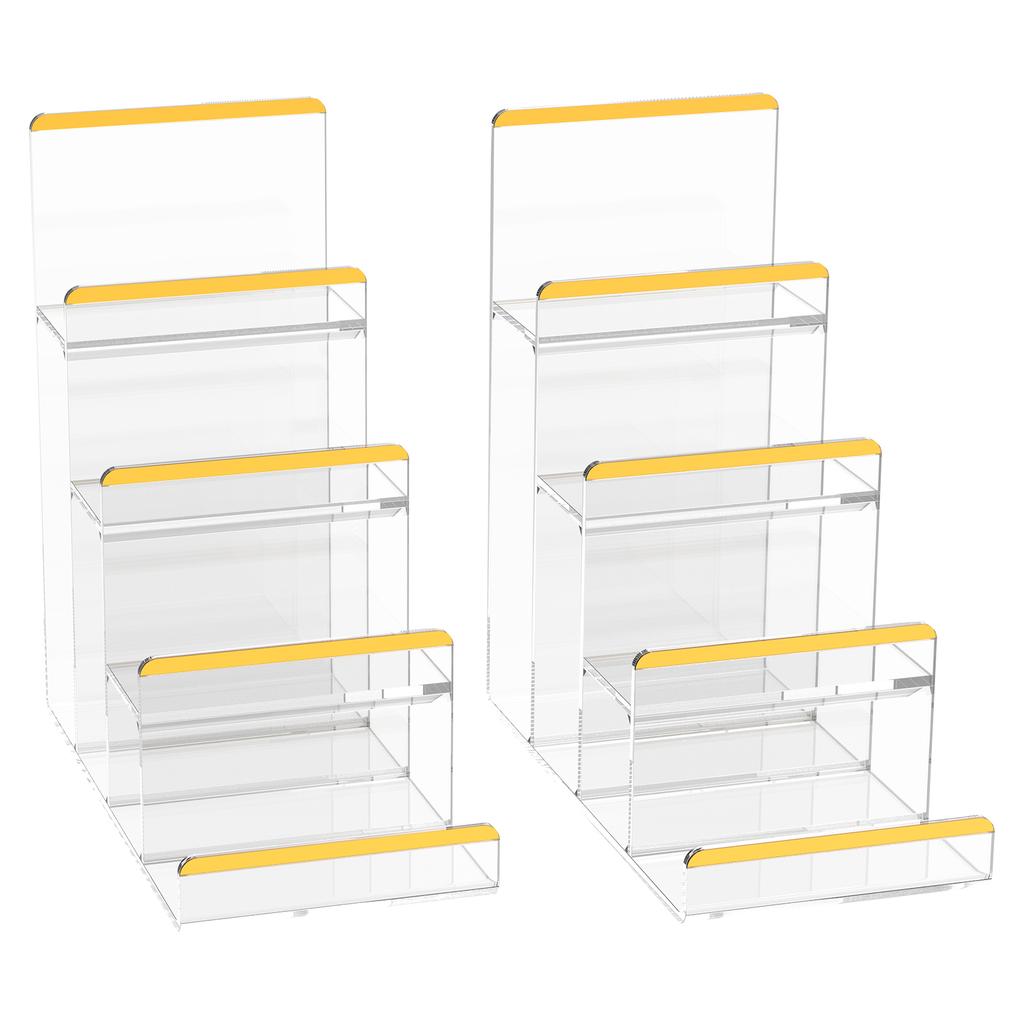 2 Pcs Acrylic Display Stand 3/4 Tier Wallet Display Stand Women Handbag Purse Display Shelf Jewelry Racks Makeup Storage Shelves