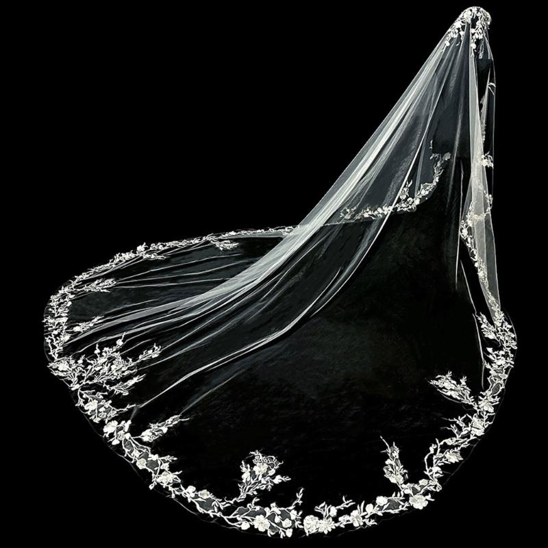 Exquisites Lace Bridal Veil Romantics Weddings Veil Light Weight Women Veil for Memorable Ceremonies