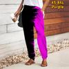Women Color Blocking Printing Pants Lace Up Elastic Waist Loose  Trousers Casual Long Pants Trousers with Pockets