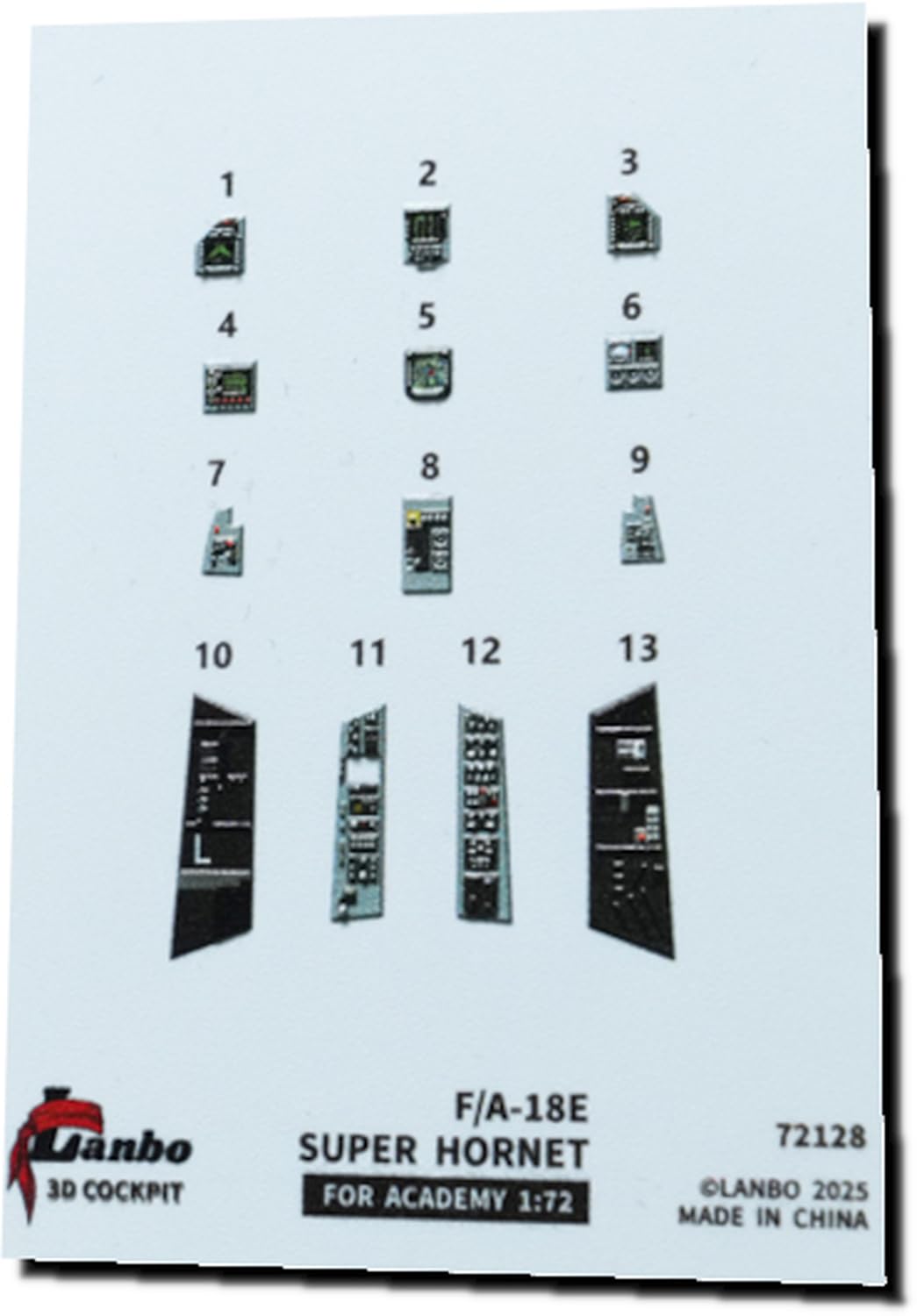 

Lambo Models 1/72 F/A-18E Interior 3D Decal (Academy Version) Plastic Model Decal LNB72128 (Airplane)