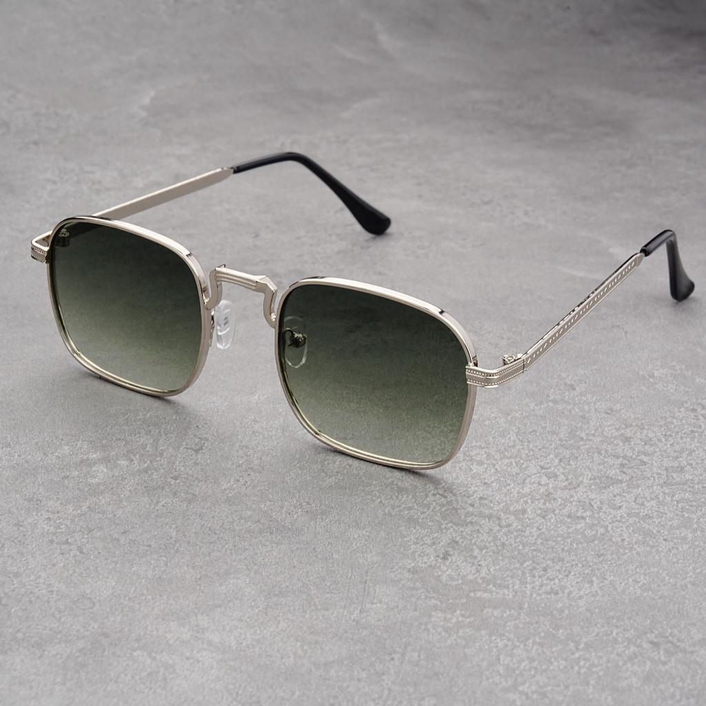 Vintage Square Sunglasses Men New Fashion Metal Rim Multi-color Decor Shades Women Trendy Luxury Brand Design Sun Glasses