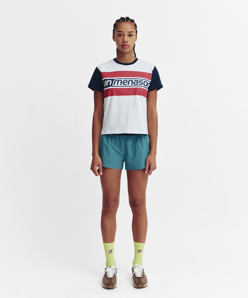 Minasu Menasoo Run Logo Short Sleeve T Shirt_White Melange