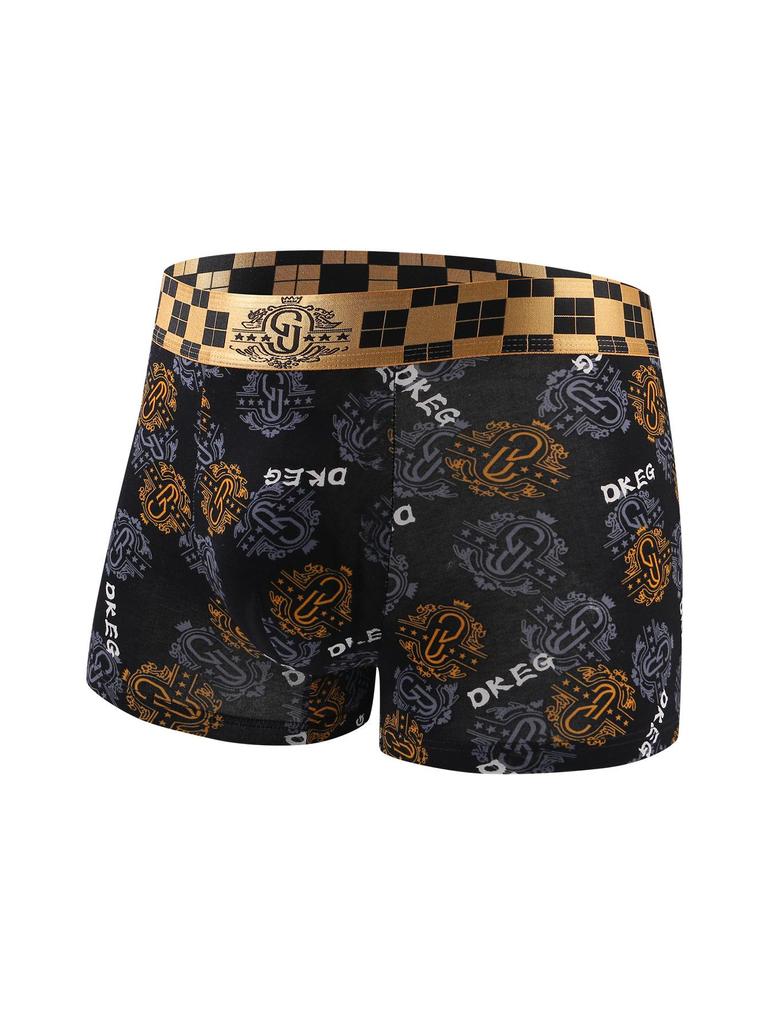 Luxurious Black & Gold Men's 3D Pouch Boxer Briefs - Antibacterial Pure Cotton