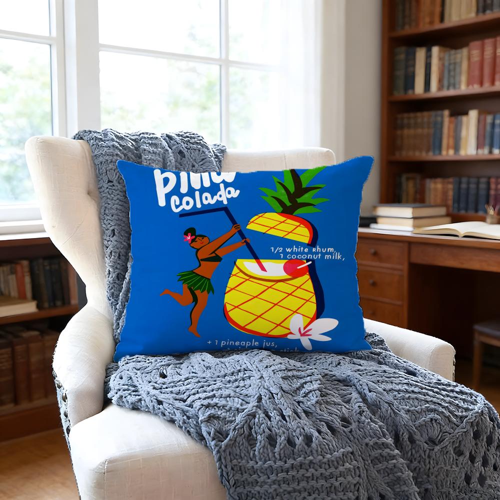 Pineappleillustration Cushion Cover Anti-Dust Mite Short Plush Pillowcase - Invisible Zipper Silky Soft Sofa Cushion Cover