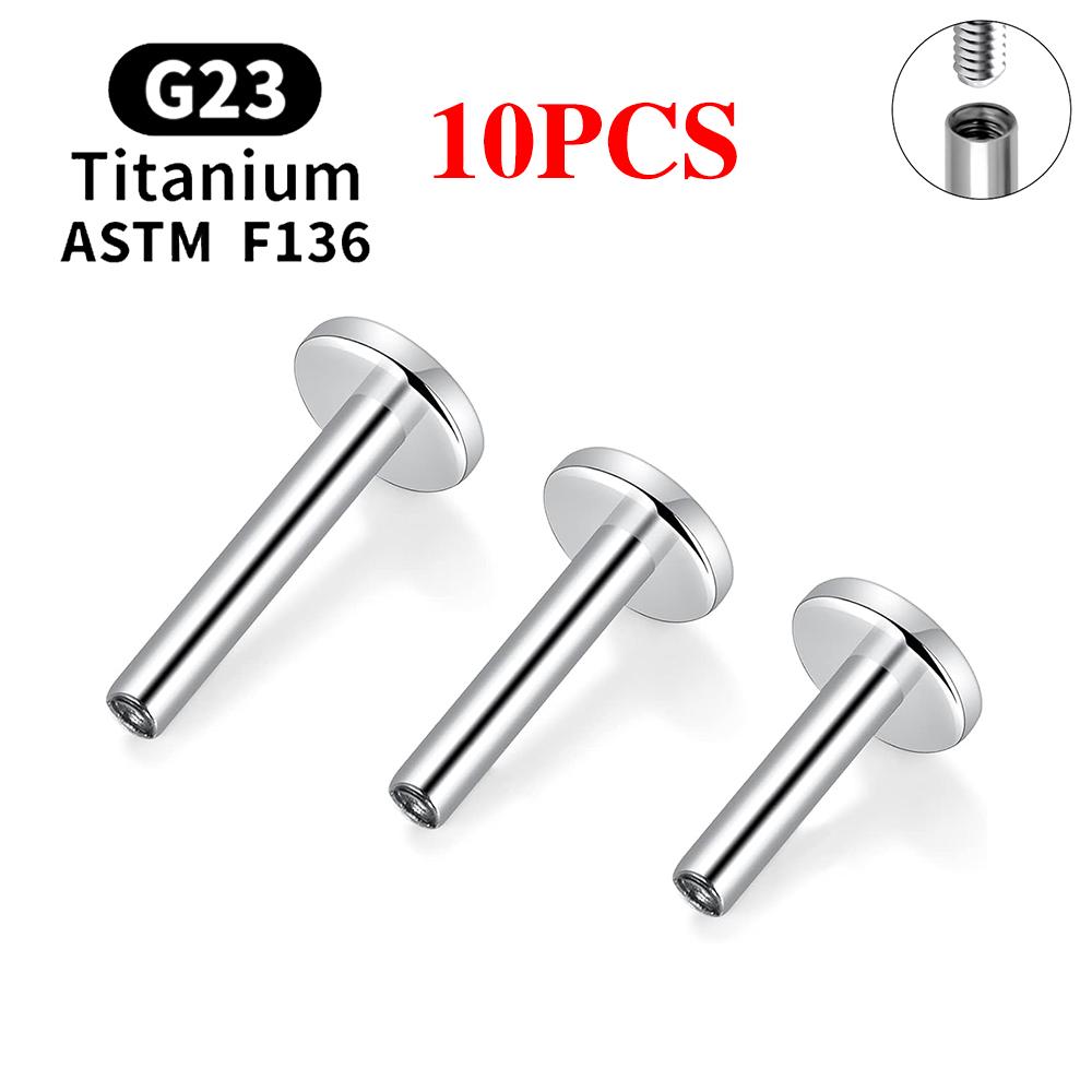 10 Stück G23 Titan Piercing Intern Gewindete Stecker Ohrstecker Stäbchen Basis 16G Für Labret Lippe Ohr Körper Piercing Schmuck Zubehör