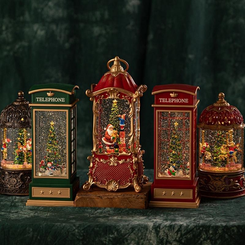 Christmas Snow Globes Lanterns Music Box USB Power With Crystal Snowballs Design Safe For Kids User Friendly Holiday Homes Decors
