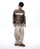Aleseuseussi Wrinkle Mixed Stripe Cargo Pants - Beige
