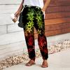 Women Pentagram Printing Pants Lace Up Elastic Waist Loose  Trousers Casual Long Pants Trousers with Pockets