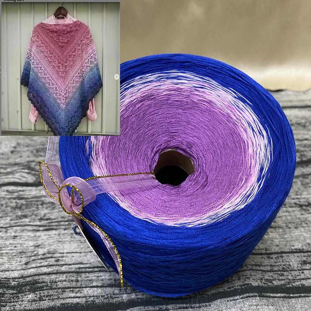 300g Pure Cotton Cake Thread Gradient Long Section Dyed No. 8 Lace Thread for DIY Hand-knitted Shawl Short-sleeved Skirt Blanket