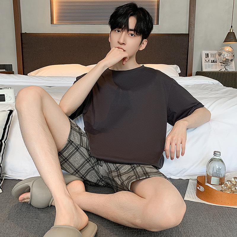 "2024 Men's Thin Cotton Short-Sleeve Pajama Set - Summer Style, Large Sizes Available"