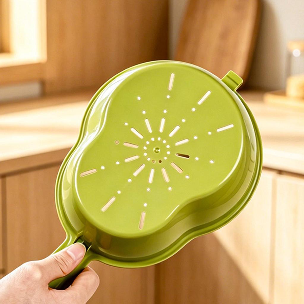 Multifunctional Double-Layer Drainage Basket with handle Vegetable Washing Handheld Basin Fruit Washing Basket Mini Blueberry